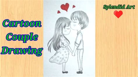 Cartoon Love Couple Drawing Romantic Couple Pencil Sketch Splendid