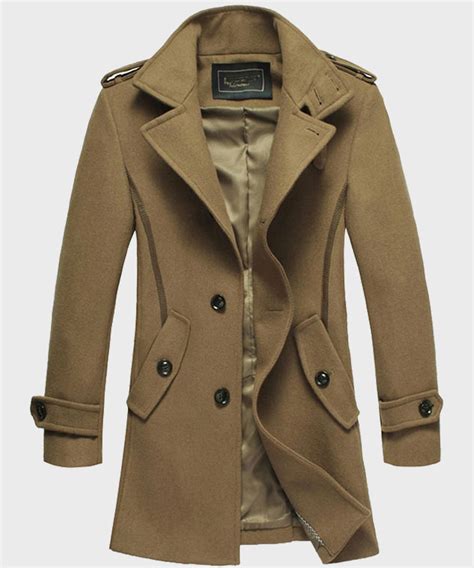 Brown Mens Mid Length Coat Free Shipping Worldwide