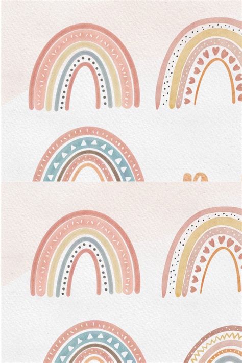 Watercolor Boho Rainbow Clipart Png Masterbundles