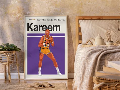 Kareem Abdul Jabbar Poster Basketball Poster NBA Basketball Print