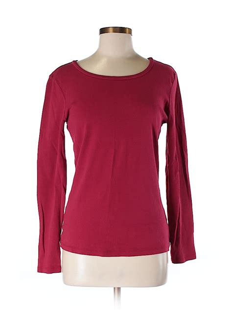 Sonoma Life Style 100 Cotton Solid Red Long Sleeve T Shirt Size M