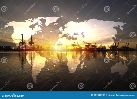 Mappa Mondiale Con Distribuzione Logistica In Rete In Background