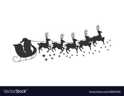 Santa sleigh with reindeer Royalty Free Vector Image