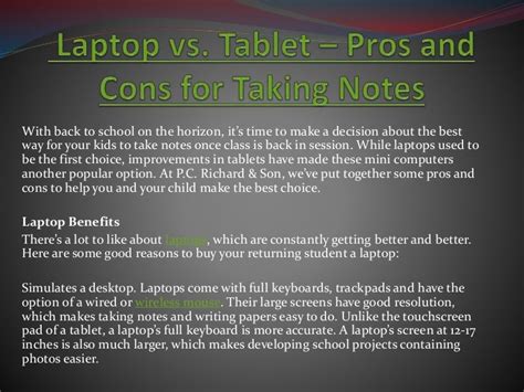 Laptop vs. tablet – pros and cons for taking notes