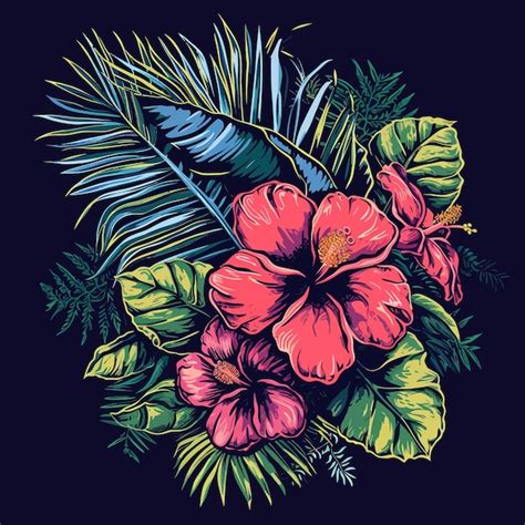 Premium Vector | Tropical flowers wallpaper