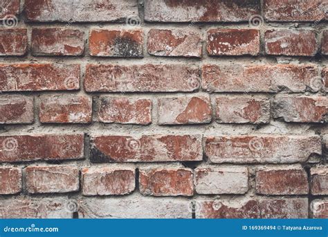 Alte Mauer Aus Rotem Ziegelstein Im Rustikalen Stil Zement Wand Grunge