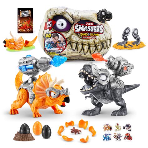 Buy Smashers Dino Island T Rex Battles By Zuru Black Triceratops 50