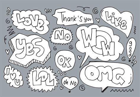 Hand Drawn Speech Bubbles With Lettering Text Vector Illustration 10139729 Vector Art At Vecteezy