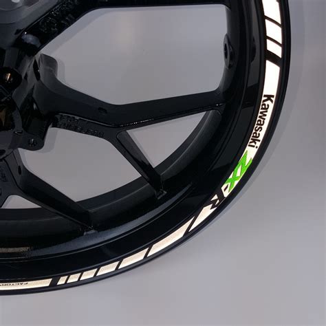 Kawasaki Ninja Reflective White Wheel Stripes And Rim Decals Set Moto