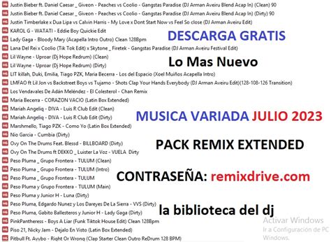 Pack De Musica Variada Julio 2023 Para Dj Utilidades Para Djs