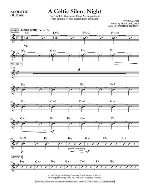 Franz Gruber A Celtic Silent Night Acoustic Guitar Sheet Music