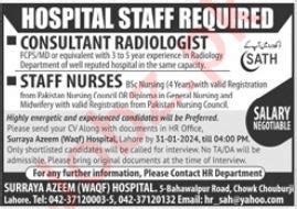 Surraya Azeem Waqf Hospital Lahore Jobs Job Advertisement