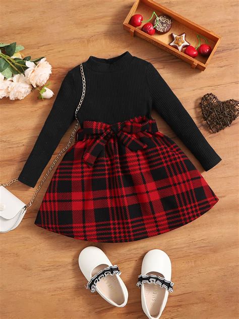 Multicolor Collar Long Sleeve Fabric Tartan A Line Embellished Slight