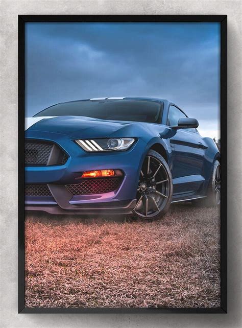 Quadro Decorativo Ford Mustang Azul Fran Adesivos De Parede