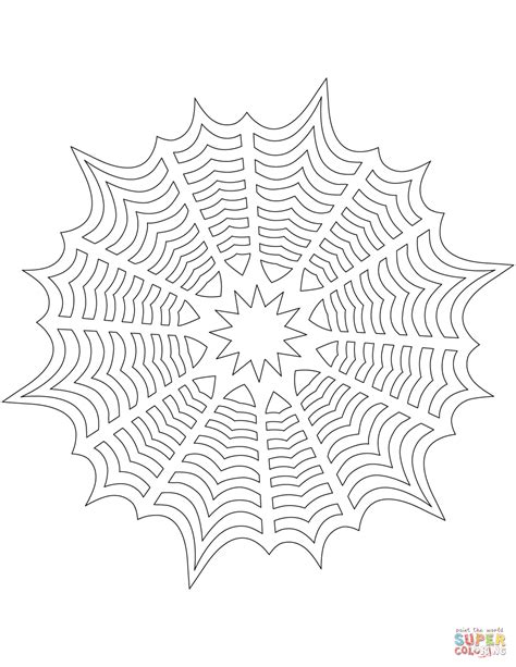 Snowflake With Spiderweb Pattern Coloring Page Free Printable