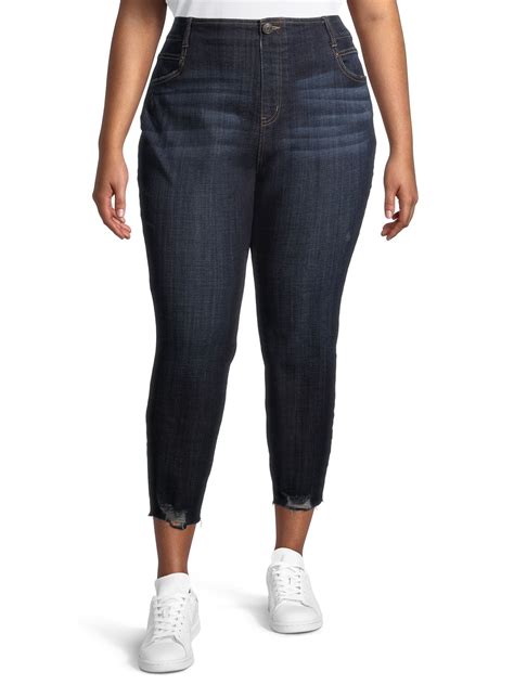 Terra Sky Women S Plus Size Pull On Denim Capris Walmart