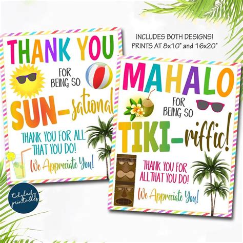 Beach Appreciation Signs Mahalo For All You Do You Re Tiki Riffice