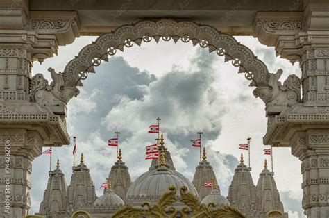 London UK Feb 23 2024 Entrance Archway Of The Neasden Temple