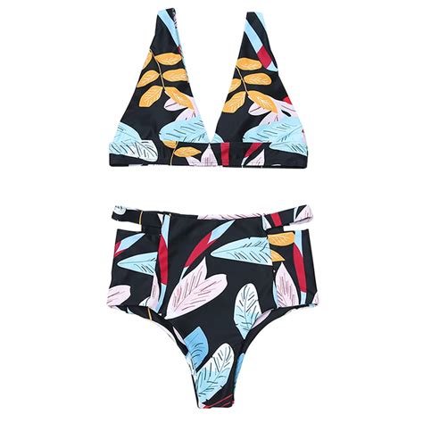 Floral High Waisted Bikini Sexy Swim Bathsuits Sets Swimsuit Two Piece Swimwear Buy Custom My