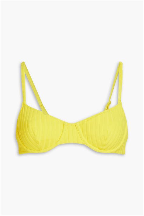 Solid Striped Ribbed Underwired Bikini Top The Outnet