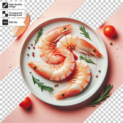 Premium Psd Psd Shrimps On A Plate On Transparent Background