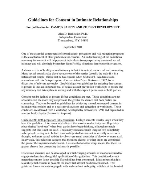 Pdf Guidelines For Consent In Intimate Relationships