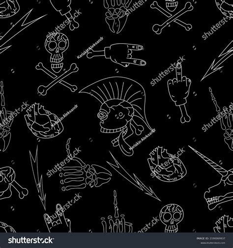 Punk Rock Drawing Seamless Pattern Stock Illustration 2190069937 ...