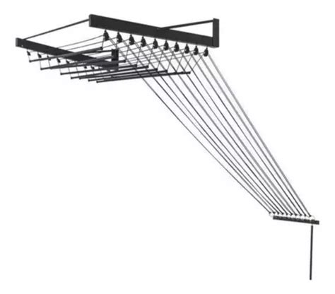 Varal Teto Individual 10 Varetas Alumínio 200 Cm Roldanas