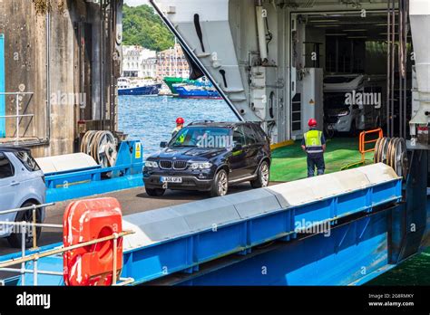 Small Car Drriving Off The MV Isle Off Skye Passenger And Car Ferry