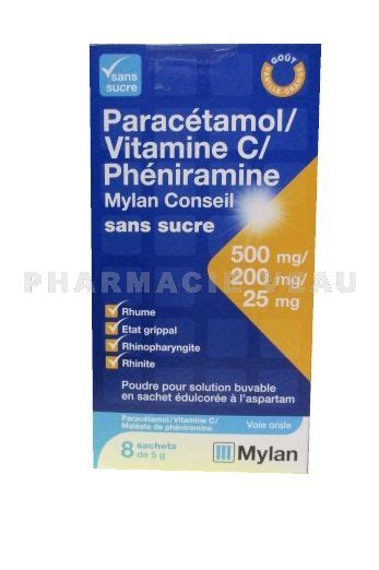 Parac Tamol Vitamine C Ph Niramine Mylan Sans Sucre Sachets