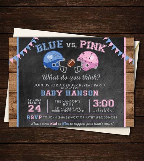 Gender Reveal Invitation Football Gender Reveal Party Gender Reveal