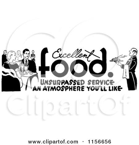 Clipart of a Black and White Retro Dining Food Border 2 - Royalty Free ...