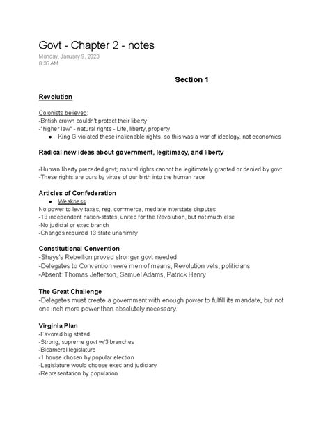 Govt - Chapter 2 - notes - Govt - Chapter 2 - notes Monday, January 9