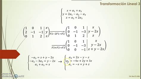 Matriz asociada a una transformación lineal respecto de bases B1 B2 03