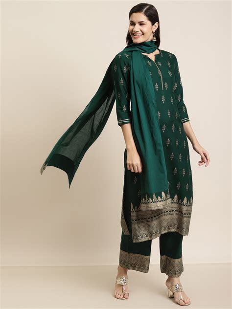 Buy Juniper Women Green Ethnic Motifs Printed Regular Liva Kurta With