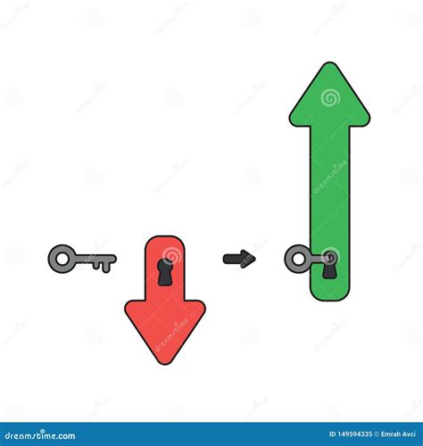 Vectorpictogramconcept Pijl Met Sleutel In Sleutelgat En Beneden En