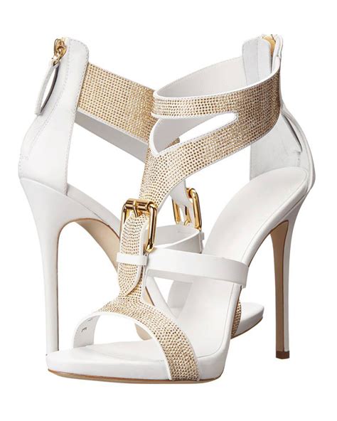 Zkshoes Summer Women S Fashion Sexy High Heels White Rhinestone Zip