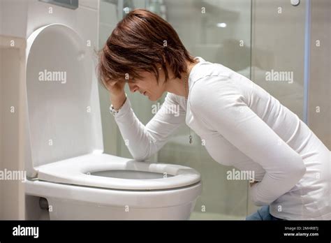 Woman Girl Experiencing Sickness Vomiting Pregnancy Poisoning And Morning Discomfort