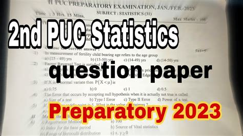 2nd PUC Statistics Preparatory Question Paper 2023 YouTube