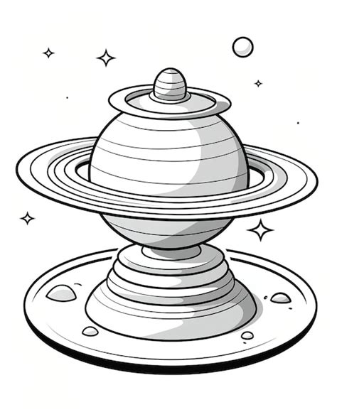 Premium Vector | Drawing of saturn outlined art bold coloring book page ...