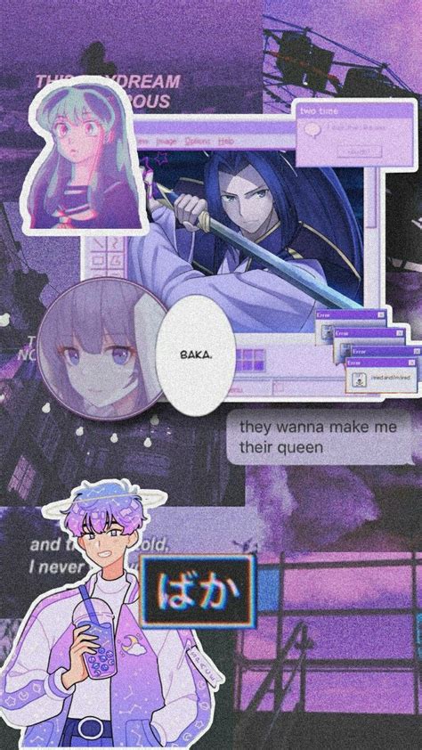 Aesthetic anime purple wallpaper