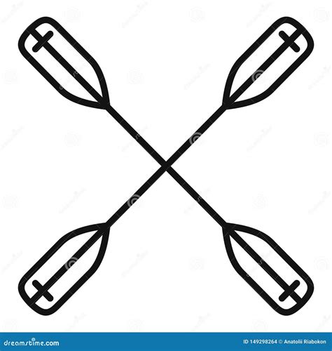 Crossed Kayak Paddles Icon Color Outline Vector Cartoondealer