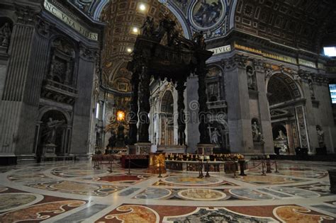 Interior View of the St. Peter S Cathedral with Its Main Altar in Rome ...