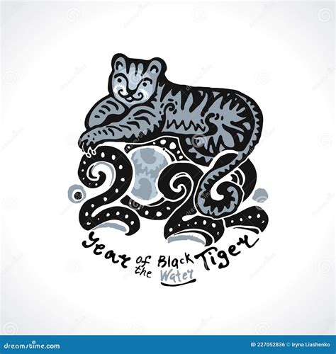 Ano Do Tigre Logotipo Do Doodle De Desenho Manual Ano Do