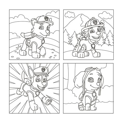 Dog Patrol With Different Costume Coloring Pages 24238742 Vector Art at ...