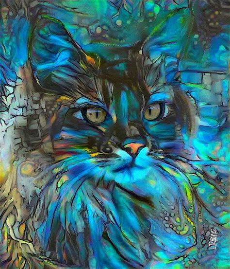 Albablue Cat Mix Media On Panel X Arts Num Riques Par L Roche