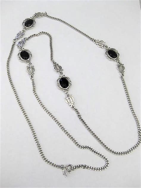 Long Silver Black Bead Necklace Sarah Coventry