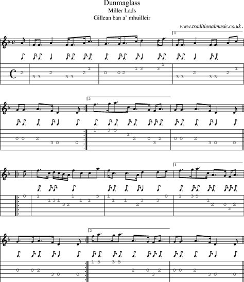 Scottish Tune Sheetmusic Midi Mp3 Guitar Chords Tabs Dunmaglass