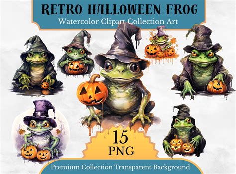 Retro Halloween Frog Clipart High Quality Etsy