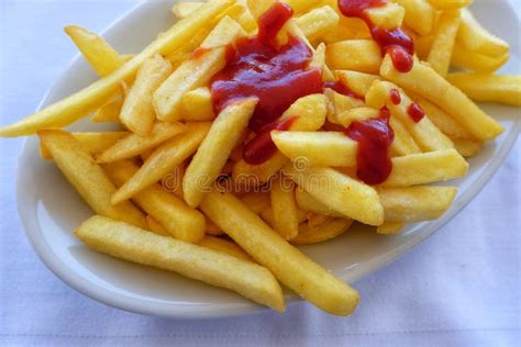 Fries with ketchup stock image. Image of salty, cooked - 122395929